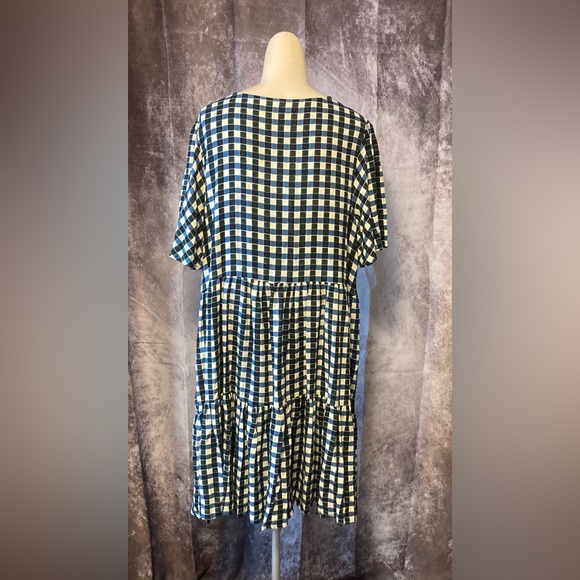 Ava & Viv Womens flutter short sleeve dress Blue gingham 1X - Picture 3 of 7